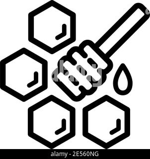 Honey simple line color icon vector illustration. Honey dripper logo Stock Vector