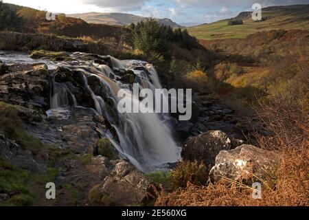 The Loup of Fintry waterfall on the River Endrick. Stock Photo