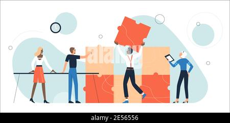 Vector illustration of the people working together as a team. Creative ...