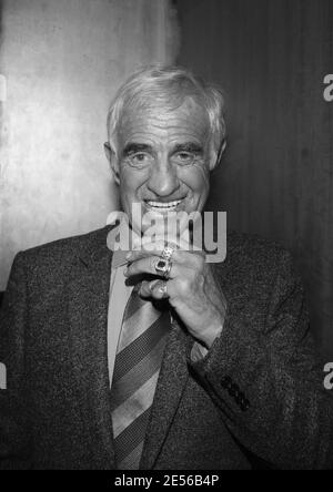 French movie legend Jean-Paul Belmondo poses for our photographer in Boulogne-Billancourt, a western Paris suburb, France, on October 5, 2007. Photo by Denis Guignebourg/ABACAPRESS.COM Stock Photo