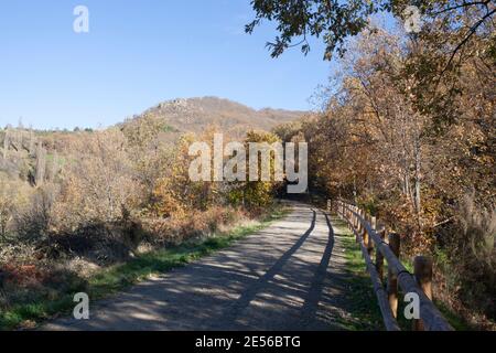 Green-Way Itinerary by Banos de Montemayor on Magic Autumn season, Extremadura, Spain Stock Photo