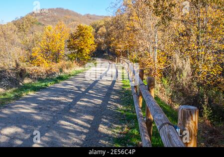 Green-Way Itinerary by Banos de Montemayor on Magic Autumn season, Extremadura, Spain Stock Photo