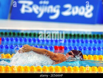 Natalie Coughlin of the United States competes in the Women's 100m Backstroke Semifinal 1 held day 3 of the XXIX Olympic games at the Olympic National aquatic center in Beijing, China on August 11, 2008. Photo by Gouhier-Hahn-Nebinger/Cameleon/ABACAPRESS.COM Stock Photo