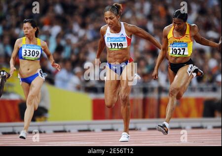 France's Christine Arron competes in the Women's 100m SemiFinal heat 2 of the XXIX Beijing Olympic Games at the National Stadium in Beijing, China on August 16, 2008. Photo by Gouhier-Hahn-Nebinger/Cameleon/ABACAPRESS.COM Stock Photo