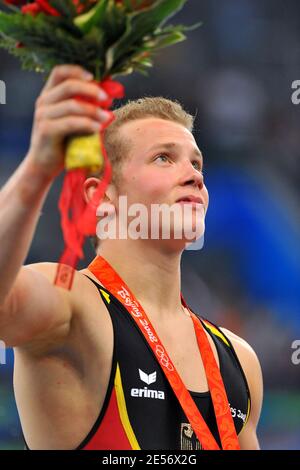 Germany's Gymnast Fabian Hambuechen won the bronze medal at the Horizontal bar during the XXIX Olympic games in Beijing, China on August 19, 2008. Photo by Jean-Michel Psaila/ABACAPRESS.COM Stock Photo