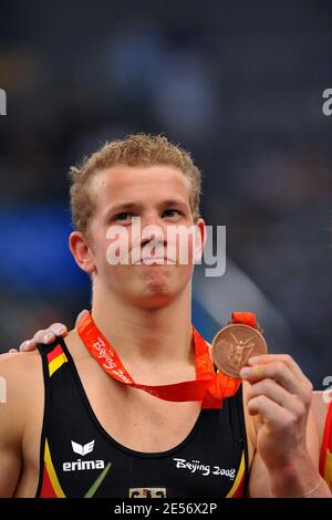 Germany's Gymnast Fabian Hambuechen won the bronze medal at the Horizontal bar during the XXIX Olympic games in Beijing, China on August 19, 2008. Photo by Jean-Michel Psaila/ABACAPRESS.COM Stock Photo