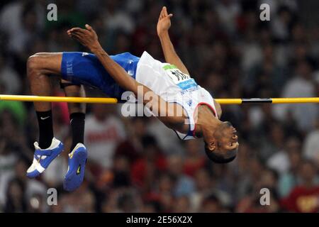 Great Britain's Germaine Mason wins the silver medal on men's high jump of the XXIX Beijing Olympic Game sat the National Stadium in Beijing, China on August 16, 2008. Photo by Gouhier-Hahn-Nebinger/Cameleon/ABACAPRESS.COM Stock Photo