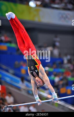 Germany's Gymnast Fabian Hambuechen won the bronze medal at the Horizontal bar during the XXIX Olympic games in Beijing, China on August 19, 2008. Photo by Jean-Michel Psaila/ABACAPRESS.COM Stock Photo