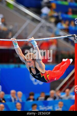 Germany's Gymnast Fabian Hambuechen won the bronze medal at the Horizontal bar during the XXIX Olympic games in Beijing, China on August 19, 2008. Photo by Jean-Michel Psaila/ABACAPRESS.COM Stock Photo