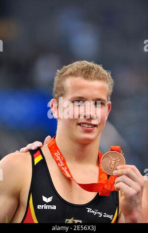 Germany's Gymnast Fabian Hambuechen won the bronze medal at the Horizontal bar during the XXIX Olympic games in Beijing, China on August 19, 2008. Photo by Jean-Michel Psaila/ABACAPRESS.COM Stock Photo