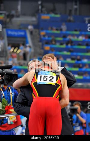 Germany's Gymnast Fabian Hambuechen won the bronze medal at the Horizontal bar during the XXIX Olympic games in Beijing, China on August 19, 2008. Photo by Jean-Michel Psaila/ABACAPRESS.COM Stock Photo