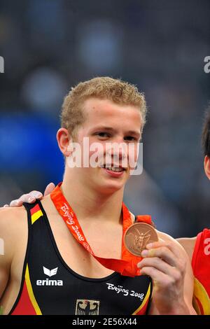 Germany's Gymnast Fabian Hambuechen won the bronze medal at the Horizontal bar during the XXIX Olympic games in Beijing, China on August 19, 2008. Photo by Jean-Michel Psaila/ABACAPRESS.COM Stock Photo