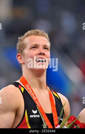 Germany's Gymnast Fabian Hambuechen won the bronze medal at the Horizontal bar during the XXIX Olympic games in Beijing, China on August 19, 2008. Photo by Jean-Michel Psaila/ABACAPRESS.COM Stock Photo