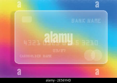 Vector drawing. Glass bank card. Glass morphism. Stock Vector