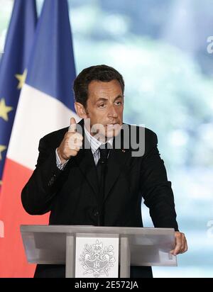 French President Nicolas Sarkozy adresses the 16th Ambassadors ...