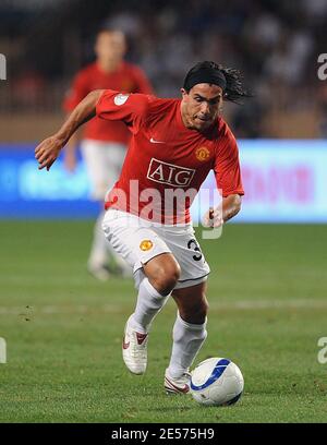 Carlos Tevez during the UEFA Super Cup Final, Manchester United v Zenit St Petersburg at Stade Louis II in Monaco, on August 29, 2008. Photo by Steeve Mc May/Cameleon/ABACAPRESS.COM Stock Photo