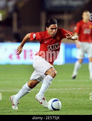 Carlos Tevez during the UEFA Super Cup Final, Manchester United v Zenit St Petersburg at Stade Louis II in Monaco, on August 29, 2008. Photo by Steeve Mc May/Cameleon/ABACAPRESS.COM Stock Photo