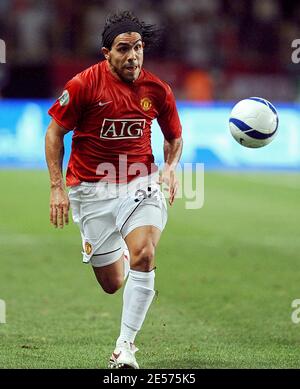 Carlos Tevez during the UEFA Super Cup Final, Manchester United v Zenit St Petersburg at Stade Louis II in Monaco, on August 29, 2008. Photo by Steeve Mc May/Cameleon/ABACAPRESS.COM Stock Photo