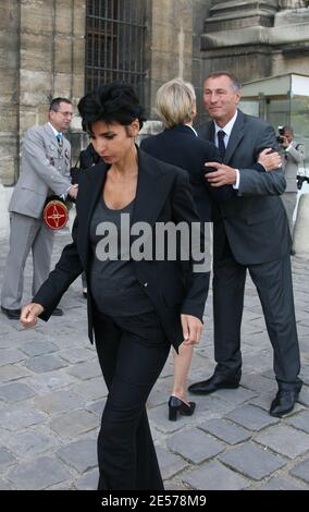 Pregnant French Minister of Justice Rachida Dati attends the funerals of Alain Griotteray in Paris, France on September 4, 2008. Photo by Denis Guignebourg/ABACAPRESS.COM Stock Photo