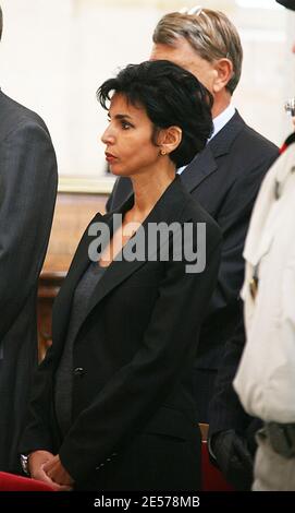 Pregnant French Minister of Justice Rachida Dati attends the funerals of Alain Griotteray in Paris, France on September 4, 2008. Photo by Denis Guignebourg/ABACAPRESS.COM Stock Photo