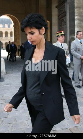 Pregnant French Minister of Justice Rachida Dati attends the funerals of Alain Griotteray in Paris, France on September 4, 2008. Photo by Denis Guignebourg/ABACAPRESS.COM Stock Photo