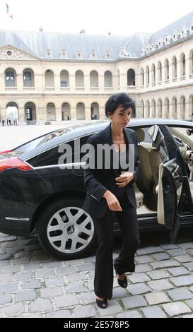 Pregnant French Minister of Justice Rachida Dati attends the funerals of Alain Griotteray in Paris, France on September 4, 2008. Photo by Denis Guignebourg/ABACAPRESS.COM Stock Photo