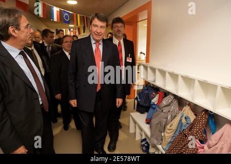 French Education minister Xavier Darcos (C) visits with Strasbourg Mayor (L) Roland Ries, the European School in Strasbourg, France, on September 4, 2008. Photo by Jean-Francois Badias/ABACAPRESS.COM Stock Photo