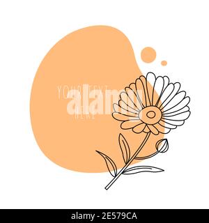 Minimal calendula flower on abstract background.  Stock Vector