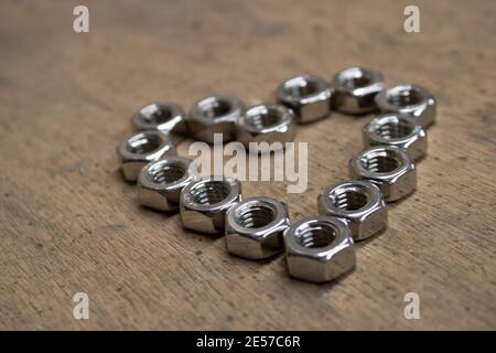 Close up of heart made of nuts size M8 Stock Photo
