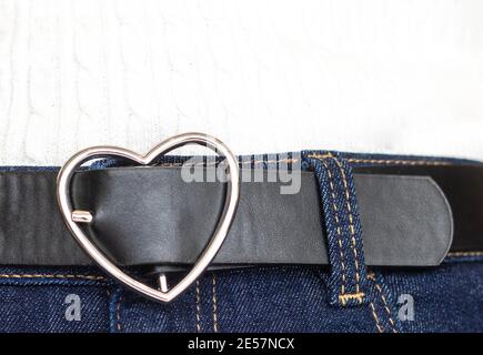 Faux Leather Heart Buckle Belt