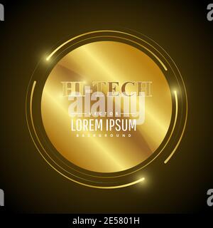 Gold hi-tech banner with glowing light technology background.Vector illustration.Eps10 Stock Vector