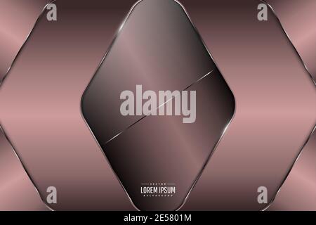 Luxury background of brown pink with silver glossy.Elegant metal modern design.Vector illustration.Eps10 Stock Vector