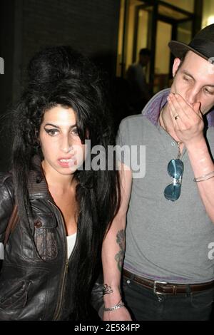 AVRIXPHOTO.COM UK Singer Amy Winehouse takes a stroll in New York with fiance Blake Fielder-Civil, stopping to sign autographs and pose for pictures with fans on the evening of the last of her sold-out shows at the Highline Ballroom. New York,NY. 5/9/07.  [[faa]] Stock Photo