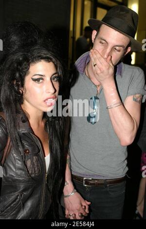 AVRIXPHOTO.COM UK Singer Amy Winehouse takes a stroll in New York with fiance Blake Fielder-Civil, stopping to sign autographs and pose for pictures with fans on the evening of the last of her sold-out shows at the Highline Ballroom. New York,NY. 5/9/07.  [[faa]] Stock Photo