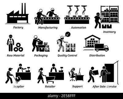 Warehouse Packaging Work Vector Illustrations. Cartoon Flat Worker 