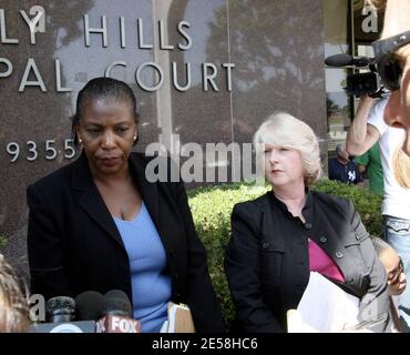 Deputy District Attorney, Danette Meyers, holds a press conference outside the Beverly Hills courthouse today following Lindsay Lohan's hearing. Lohan received a total of 24 hours in jail, 3 years probation and 10 days community service. Lohan released a statement to the press this afternoon admitting her drug and alcohol addiction and taking responsibility for her recent actions. She added 'I am not alone in my daily struggle and I know that people like me have succeeded. Maybe with time it will become easier. I hope so.' Beverly Hills, Calif. 8/23/07.    [[rac ral]] Stock Photo