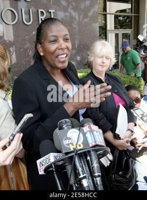 Deputy District Attorney, Danette Meyers, holds a press conference outside the Beverly Hills courthouse today following Lindsay Lohan's hearing. Lohan received a total of 24 hours in jail, 3 years probation and 10 days community service. Lohan released a statement to the press this afternoon admitting her drug and alcohol addiction and taking responsibility for her recent actions. She added 'I am not alone in my daily struggle and I know that people like me have succeeded. Maybe with time it will become easier. I hope so.' Beverly Hills, Calif. 8/23/07.    [[rac ral]] Stock Photo