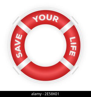 Realistic 3d lifebuoy. Marine rescue lifeboat illustration Stock Vector