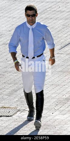 Athena Onassis de Miranda and her daughter, Viviane de Miranda, cheered on Athena's husband, Alvaro Alfonso de Miranda Neto ('Doda')  at the Onassis Equestrian Events held at the Olympic Equestrian Centre in Markopoulo. Athens, Greece. 10/4/07.    [[aav]] Stock Photo