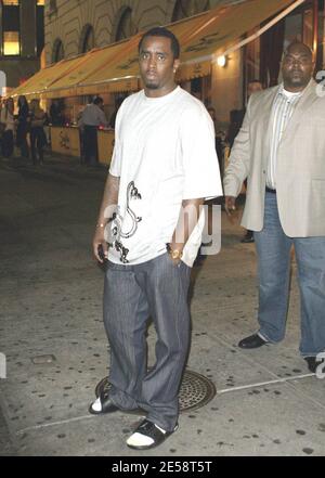 Exclusive!! P Diddy puts in a hard day at the office. Diddy, dressed down in jeans, flip flops and socks, was spotted leaving his Bad Boy Entertainment headquarters after dark. New York, NY. 10/23/07.   [[faa]] Stock Photo