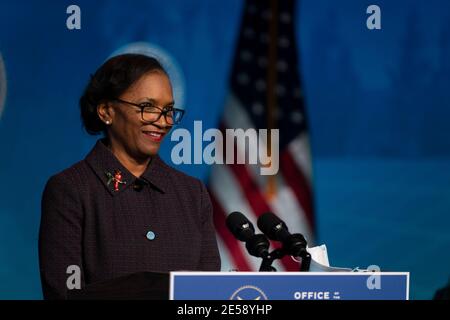 Brenda Mallory delivers remarks after being introduced as US President-elect Joe Bidens nominee to be the Chair of the Council on Environmental Quality at the Queen Theater on December 19, 2020 in Wilmington, Delaware. Credit: Alex Edelman/The Photo Access Stock Photo