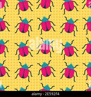 beetle insect seamless pattern vector illustration Stock Vector