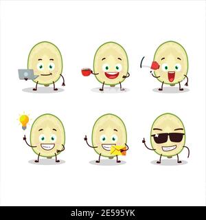 Slice of ambarella cartoon character with various types of business emoticons. Vector illustration Stock Vector