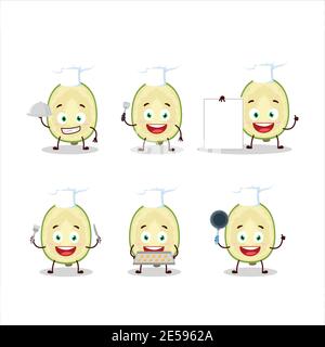 Cartoon character of slice of ambarella with various chef emoticons. Vector illustration Stock Vector