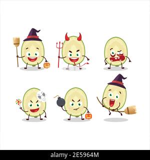 Halloween expression emoticons with cartoon character of slice of ambarella. Vector illustration Stock Vector