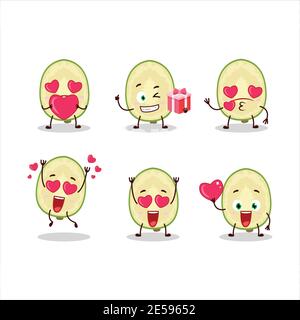 Slice of ambarella cartoon character with love cute emoticon. Vector illustration Stock Vector