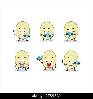 Photographer profession emoticon with slice of ambarella cartoon character. Vector illustration Stock Vector