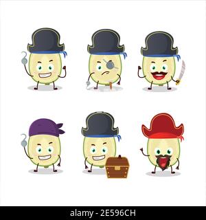 Cartoon character of slice of ambarella with various pirates emoticons. Vector illustration Stock Vector