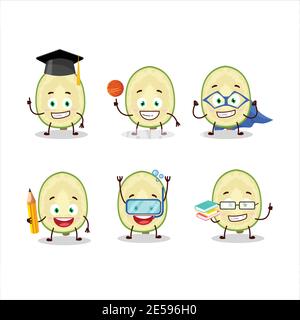 School student of slice of ambarella cartoon character with various expressions. Vector illustration Stock Vector