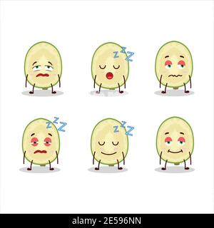 Cartoon character of slice of ambarella with sleepy expression. Vector illustration Stock Vector